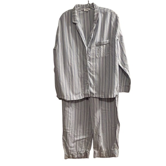 Haven Well Within Women's Striped Pajama Set XL Blue White Organic Cotton - Picture 1 of 14